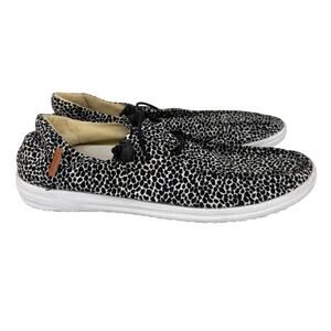 Corkys Kayak Sneakers Womens Size 9 Black Leopard Canvas Slip On Casual Comfort